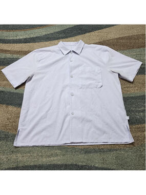 Lululemon Men’s Button Up Shirt White Short Sleeve Pocket Lightweight Size L